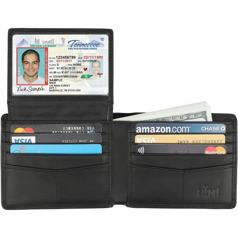 Men-Genuine Leather RFID Blocking Bifold Stylish Wallet With 2 ID Window